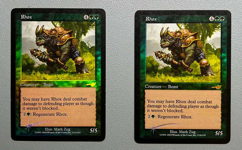Dvě karty Rhoxe ve foilu